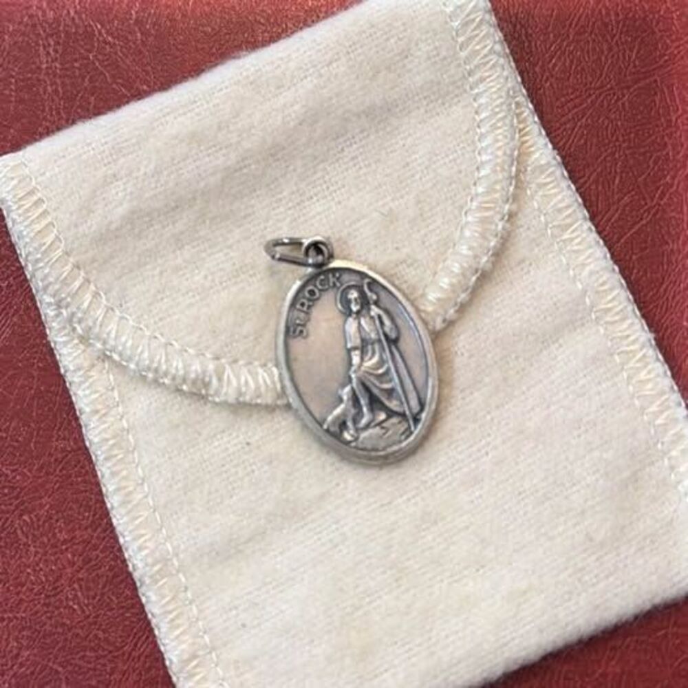 Vintage St Roch Medal Patron Saint of Dogs Illness Italy Catholic Pendant Charm